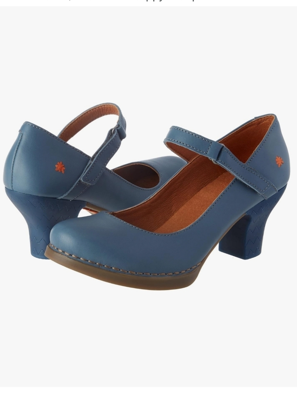 Art Mary Jane Grass Harlem Closed Toe Buckle Block Heel Sky Gray Sz 37 Eu 6.5 US
